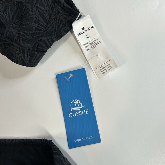 Cupshe High Waisted Bikini Swimsuit Womens Small Scalloped Triangle Textured - Picture 4 of 8